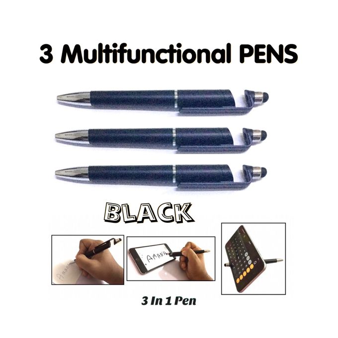 Pen For Writing And Smart Devices - 3 Pens - Black