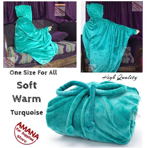 Mintra Super Soft Blanket Cape/Hoodie - One Size Fits All - 1 Pc - Turquoise