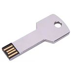 16GB USB 2.0 Key Shaped Flash Memory Drive - Silver