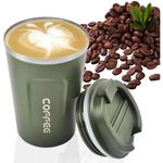 Portable Stainless Steel Vacuum Mug - Dark Green - 380ml - 1 Pc
