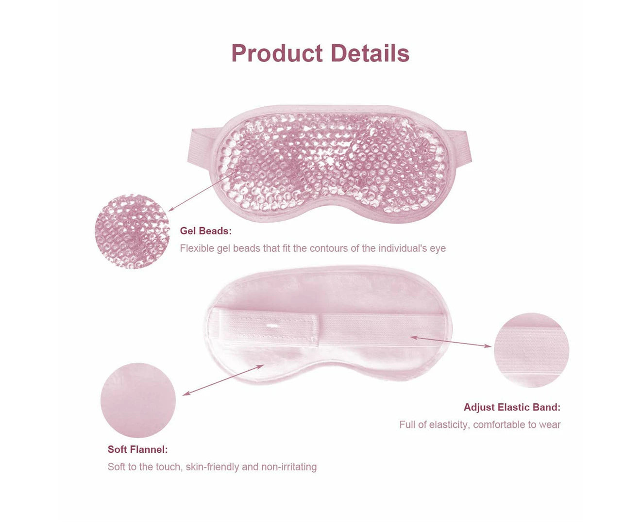 Cooling Gel Eye Mask, Reusable Gel Eye Bead Pad & Cool Compress For Puffy Eye & Dry Eye, Cold Eye Ice Mask Gel Pack With Plush Backing 1PC