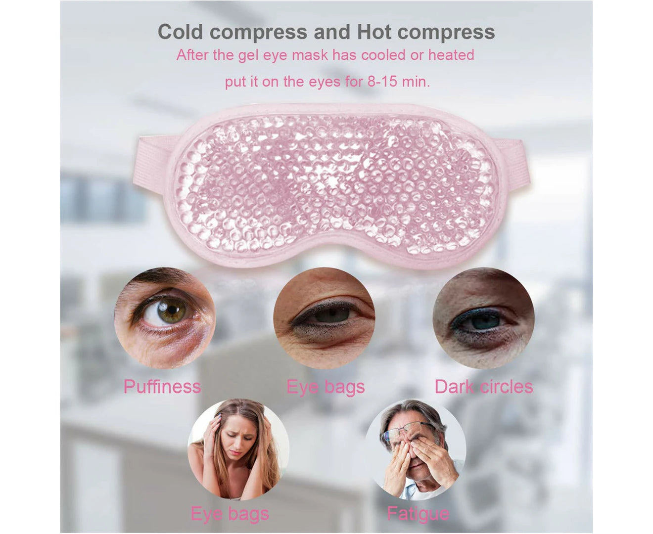 Cooling Gel Eye Mask, Reusable Gel Eye Bead Pad & Cool Compress For Puffy Eye & Dry Eye, Cold Eye Ice Mask Gel Pack With Plush Backing 1PC