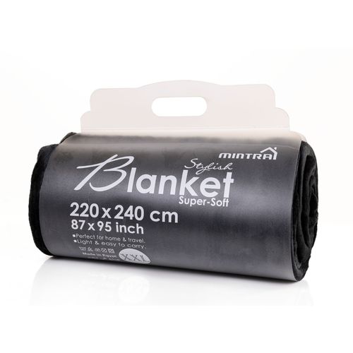 Mintra Super Soft Warm Microfiber Blanket (XXL) 240×220 Cm - Black