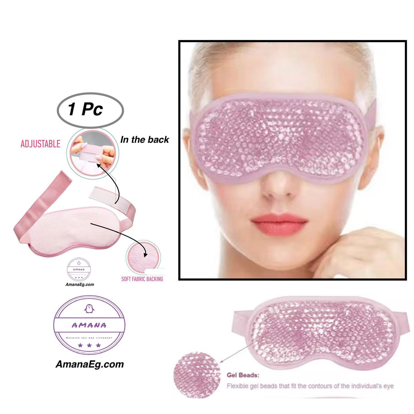 Cooling Gel Eye Mask, Reusable Gel Eye Bead Pad & Cool Compress For Puffy Eye & Dry Eye, Cold Eye Ice Mask Gel Pack With Plush Backing 1PC