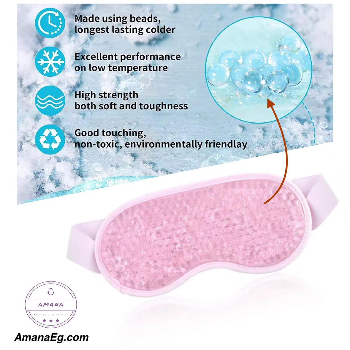 Cooling Gel Eye Mask, Reusable Gel Eye Bead Pad & Cool Compress For Puffy Eye & Dry Eye, Cold Eye Ice Mask Gel Pack With Plush Backing 1PC
