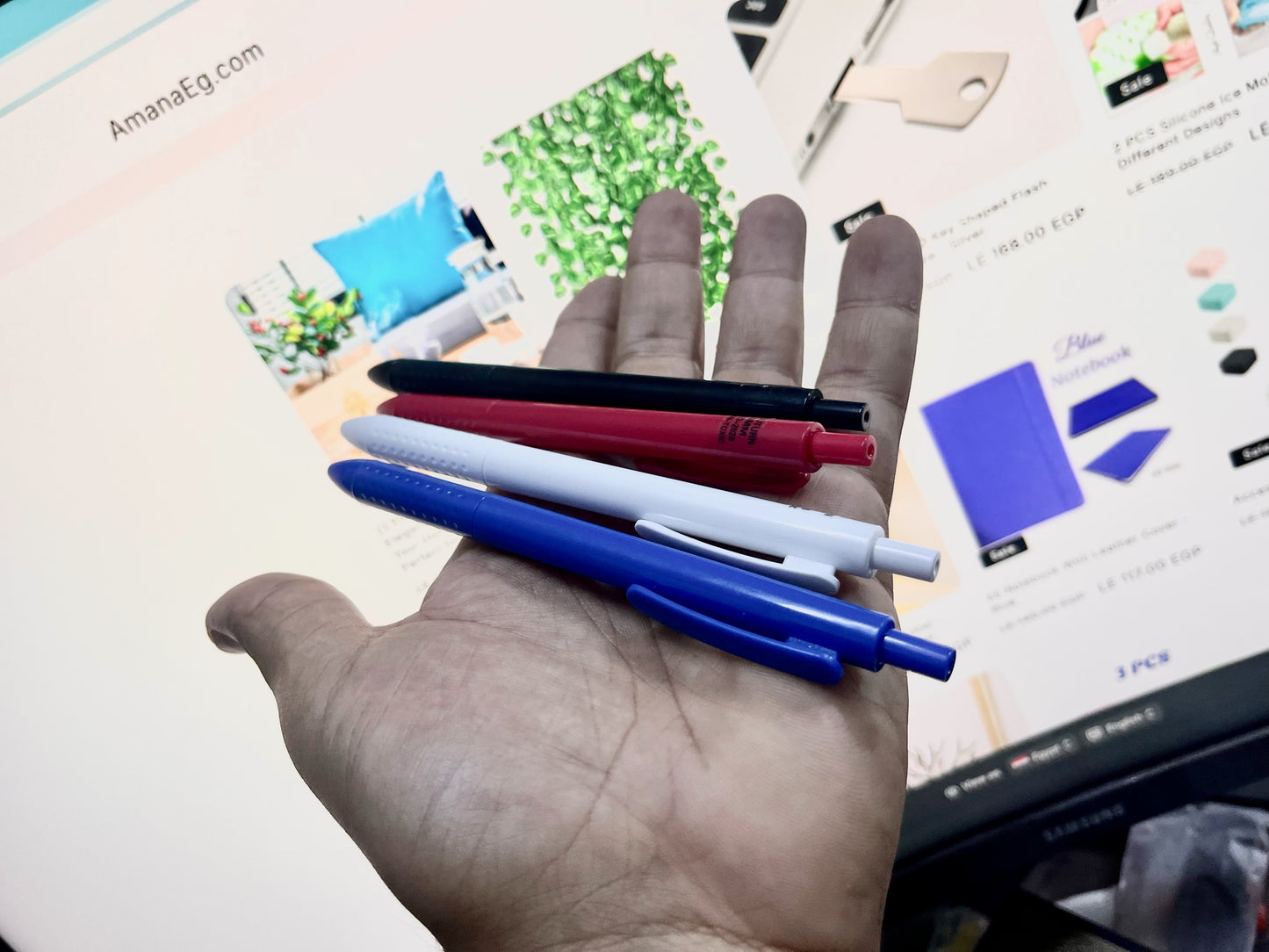 High Quality Coloful Soft Plastic Pen -Write Blue - (4 Pcs)