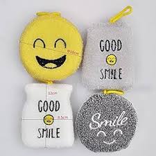 Fiber And Sponge In One Tool For Kitchen - Smile Design - 4 Pieces