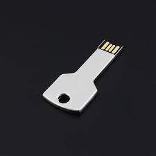 16GB USB 2.0 Key Shaped Flash Memory Drive - Silver