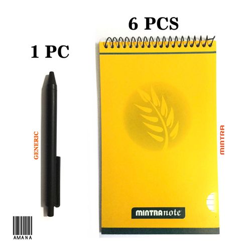 Mintra Set Of (BlockNote - 40 Sheets X 6 Pcs) & ( Amana Pen 1 Pc)
