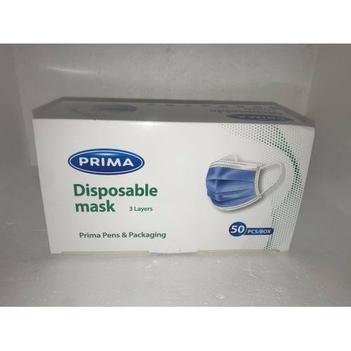Prima Surgical Disposable Face Mask - 3 Layers - Ear-loop - Nose Clip - 50 Pcs