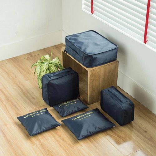 Set Of Travel & Trips Bags To Organize Clothes, Tools 6 Pcs -Navy Blue