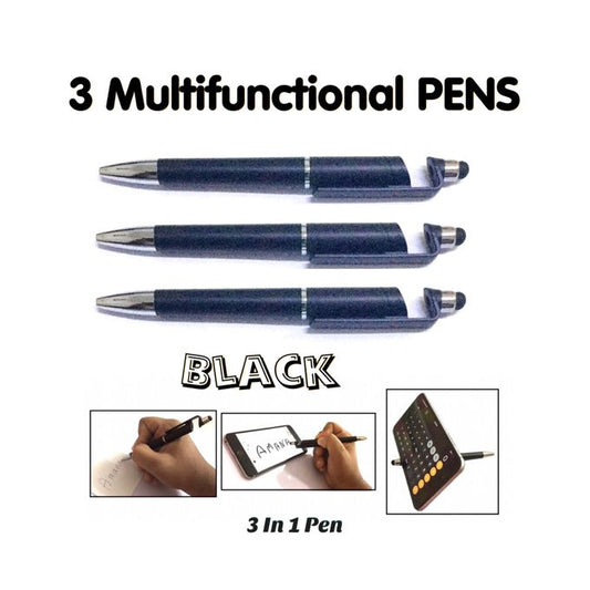 Pen For Writing And Smart Devices - 3 Pens - Black