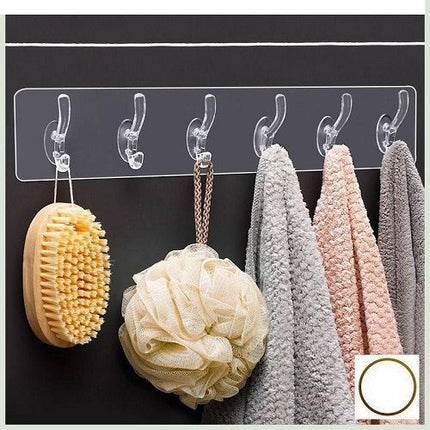 TWZ - Silicone Adjustable 6 Hook Rack Double Suction Cup