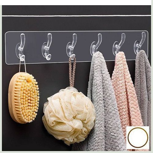 TWZ - Silicone Adjustable 6 Hook Rack Double Suction Cup