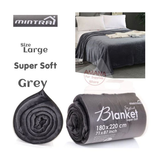 Mintra (Super Soft) Warm Microfiber Blanket - Large - Gray