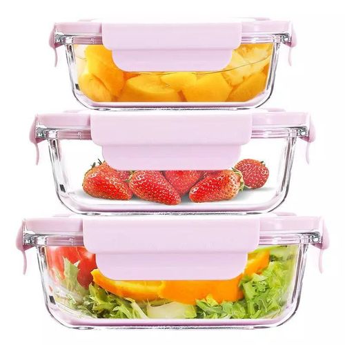 Glass Fridge Containers Set - 3 Pcs