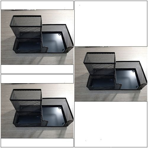 Metal Desk Organizer - Black - 3 Pcs