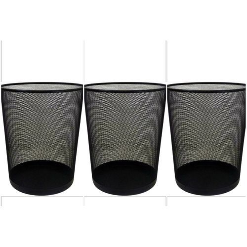 Garbage Bin Metal - 3 Pcs - Large - Black