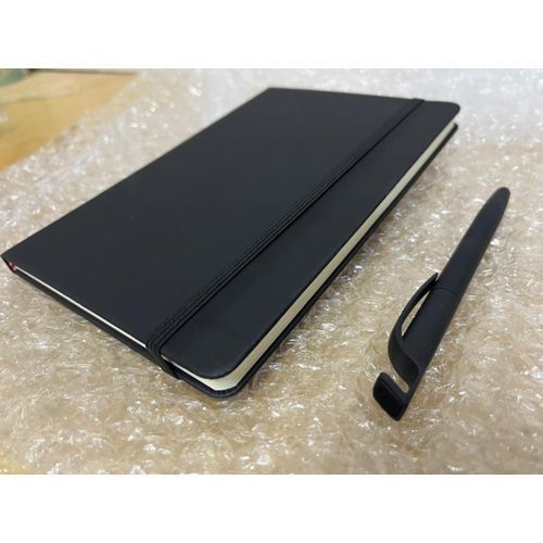 Notebook A5 - Cream. Paper - Soft Leather - Black Cover + 1 Touch Pen