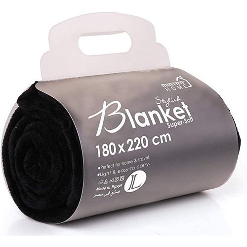 Mintra Super Soft Warm Microfiber Blanket (L) 220×180 Cm - Glossy Black