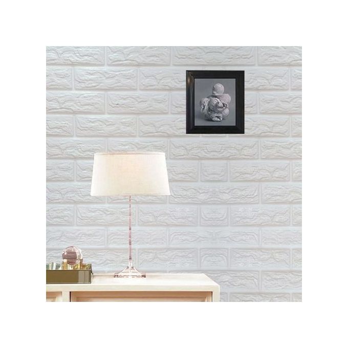 3D Plain Bricks Wallpaper - 70 X 77 Cm - Light Cream