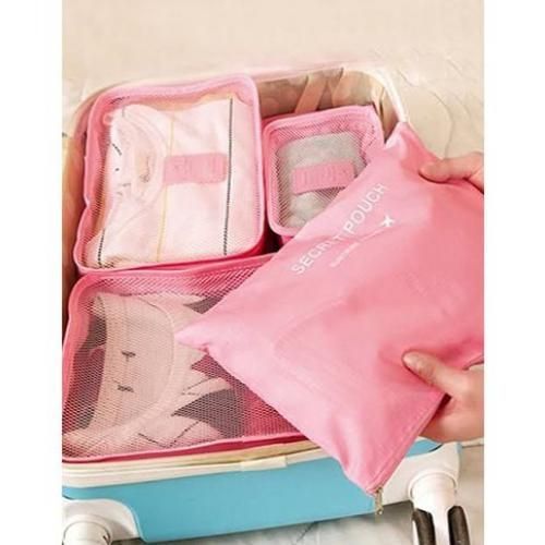 Bags Set 6 Pieces For Organizing, Traveling And Storing - Pink