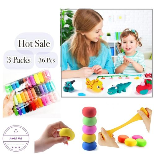 Colorful Soft Playing Clay -3 Pack -36 Pcs