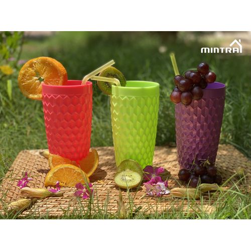 Durable- Colourful - Healthy Cup - 550 ML - 3 Pcs