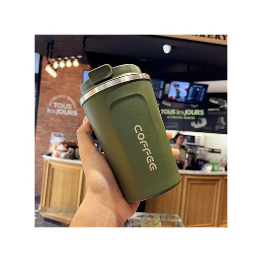 Portable Stainless Steel Vacuum Mug - Dark Green - 380ml - 1 Pc