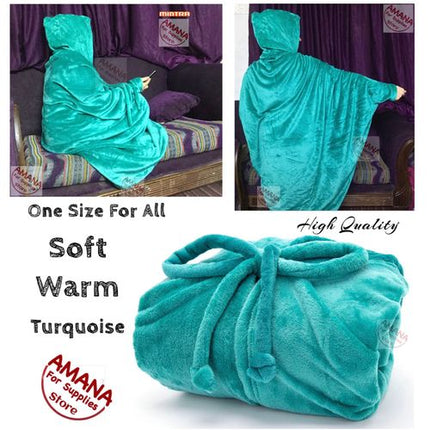 Mintra Super Soft Blanket Cape/Hoodie - One Size Fits All - 1 Pc - Turquoise