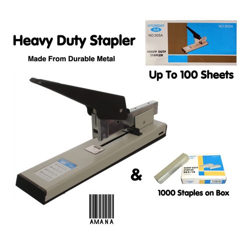 hyunday 50SA Heavy Duty Stapler With 1000 Staples - Grey