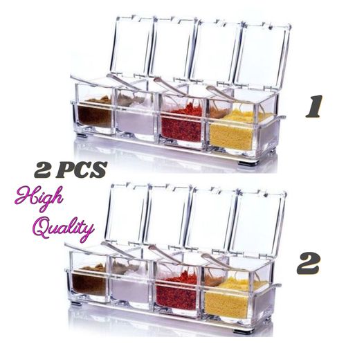 Acrylic Spice - 2 Sets (8 Pcs With 8 Spoons On 2 Boxes)