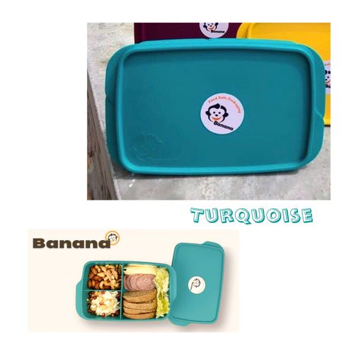 Banana Divided Lunch Box - 1L -Turquoise 1 Pc