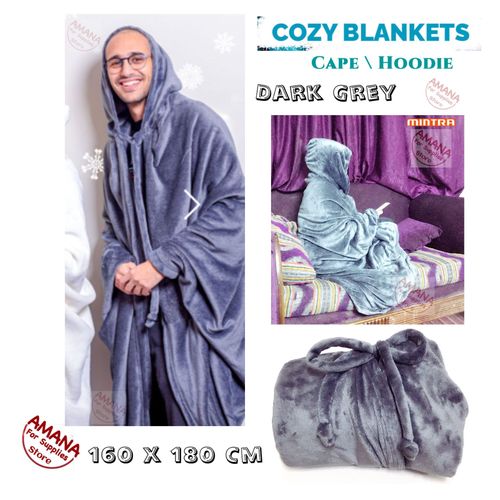 Mintra Unisex Blanket Cape / Hoodie - Dark Gray - 1 Pc.