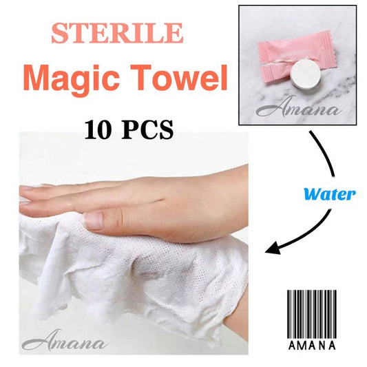 Compressed Magic Towel Sterile - ACapsule That Turns Into A Towel - 10 Pcs