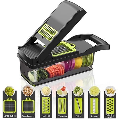 ALL In 1 Vegetable Slicer, Mandoline Slicer And Grater One Direction, For Potato And Onion, With Bowl, Black