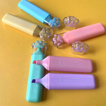 Highlighter pens - cat hand design 6 Pcs