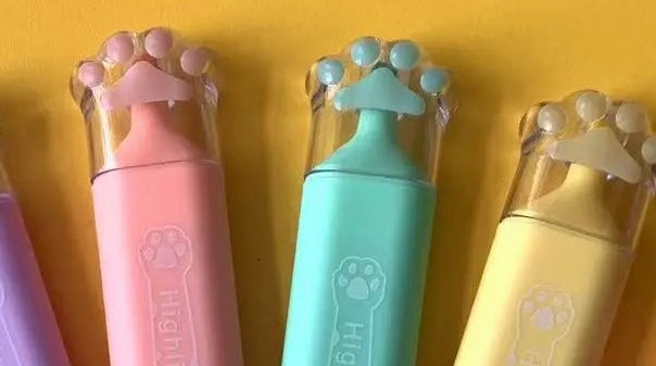Highlighter pens - cat hand design 6 Pcs