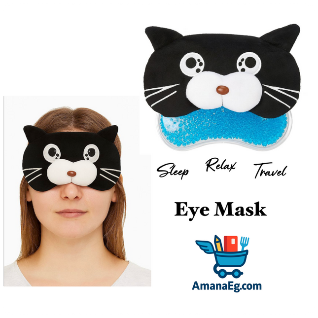(Black) Eye Sleeping Mask & Cooling Gel 3D -  Cat