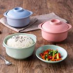 Small Microwave Pot With Lid Made Of. Wheat Straw Fiber - 1 Pc