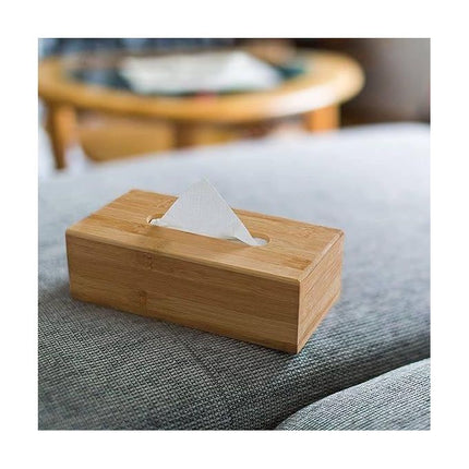 Imported Bamboo Tissue Box with Removable Bottom Natural Wooden Tissue Holder for Standard Tissue Paper and Wipes Boxes, Rectangular Tissue Dispenser, Natural
