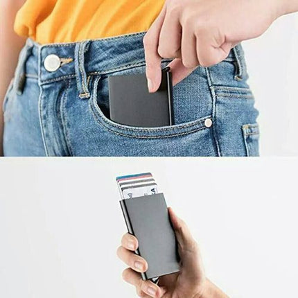Credit Card ID Holder & RFID Anti-Scan Metal Wallet Cash Clip - 1 Pc