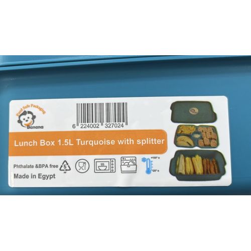 Banana Divided 2 Levels Lunch Box - 1.5 L - 1 Pc -Turquoise