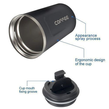 Portable Stainless Steel Vacuum Mug - Black - 510ml