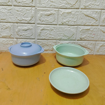 Small Microwave Pot With Lid Made Of. Wheat Straw Fiber - 1 Pc