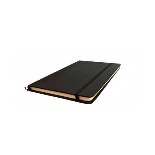 Notebook A5 - Cream Paper - Soft Solid Rubber Leather - Black Cover