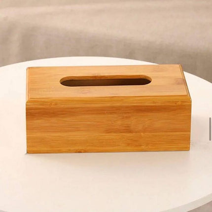 Imported Bamboo Tissue Box with Removable Bottom Natural Wooden Tissue Holder for Standard Tissue Paper and Wipes Boxes, Rectangular Tissue Dispenser, Natural