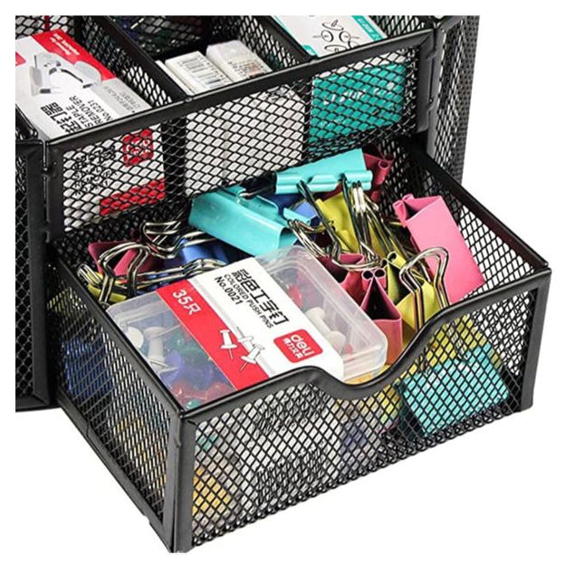 Desk Organizer Mesh Desktop Sundries Badge Holder Storage Box - 1Pc - (13x10.5x22cm)