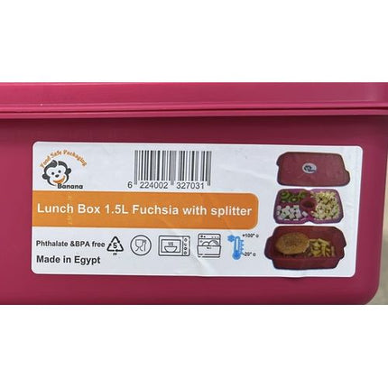 Banana Divided 2 Levels Lunch Box - 1.5 L - (1 Piece) - Pink