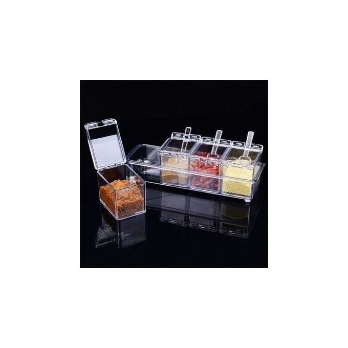 Acrylic Spice - 2 Sets (8 Pcs With 8 Spoons On 2 Boxes)